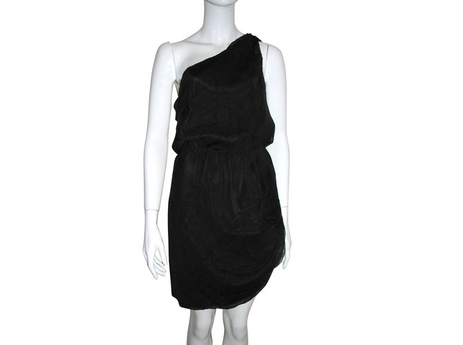 Halston Heritage Asymmetric silk dress Black  ref.91633