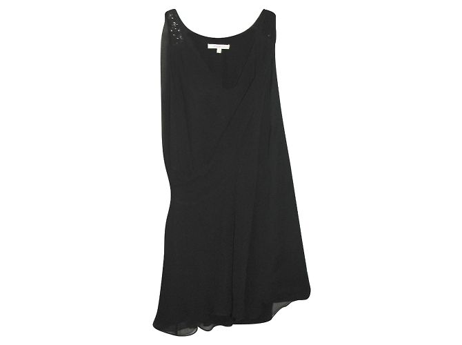 Vestido drapeado Vanessa Bruno de seda e lã com lantejoulas Preto