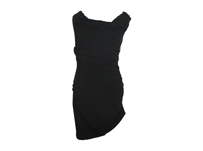 Helmut Lang Kleid Schwarz Ruched Peekaboo