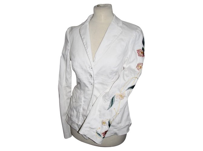 Diane Von Furstenberg Embroidered blazer White Cotton  ref.91692