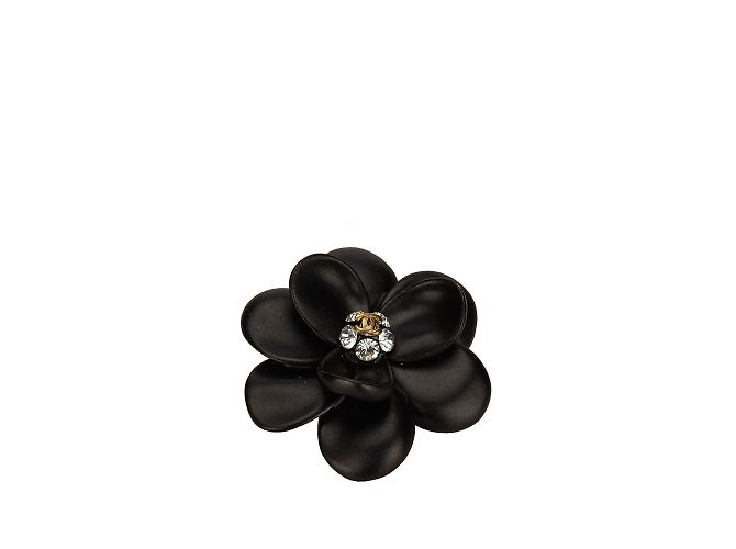 Chanel Spilla fiore in metallo Nero