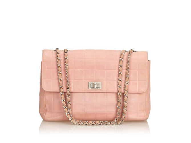 Chanel Leather Choco Bar Shoulder Bag Pink  ref.91746