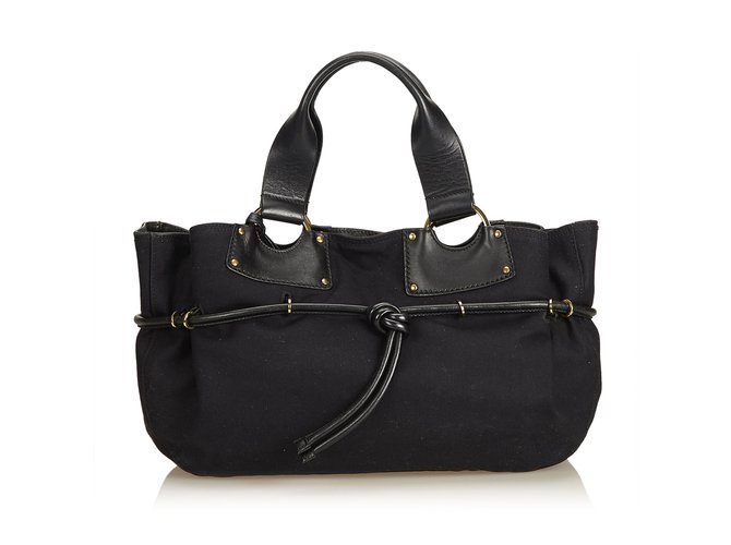 Gucci Canvas Tote Bag Black Leather Cloth Cloth  ref.91776