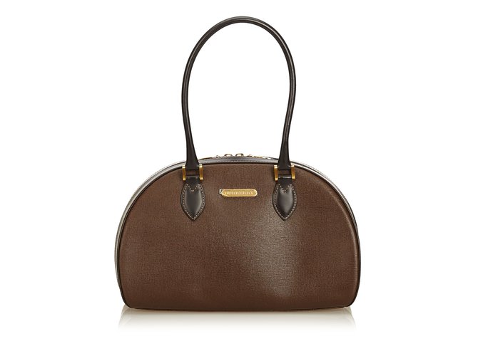Burberry Leather Handbag Brown Black Dark brown  ref.91807