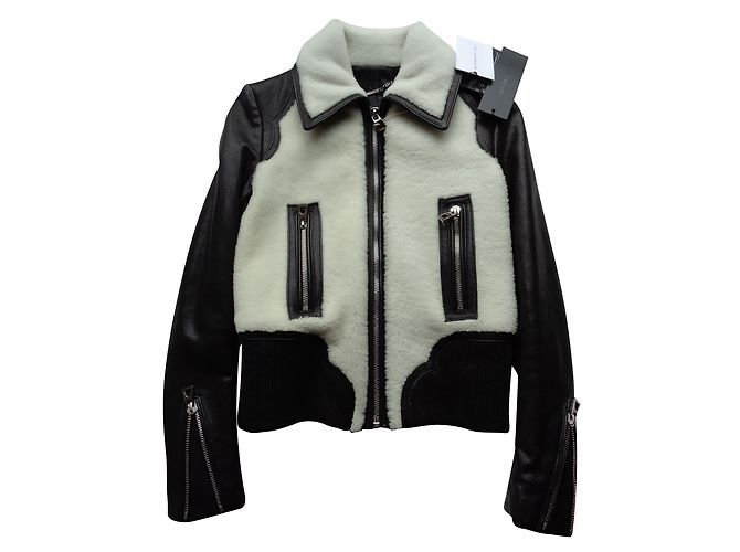 Barbara Bui leather Shearling Jacket Black