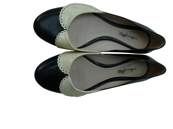 Mellow Yellow Flats Black Leather  ref.91864
