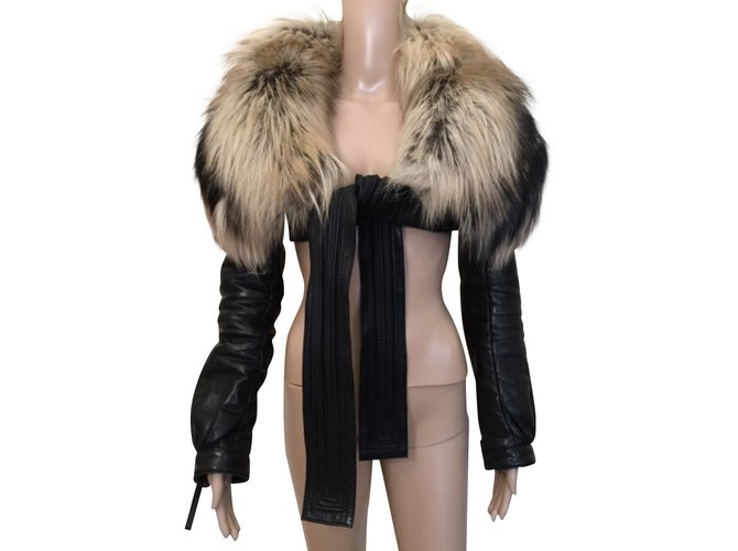 Dsquared2 Coats, Outerwear Black Leather Fur  ref.91875
