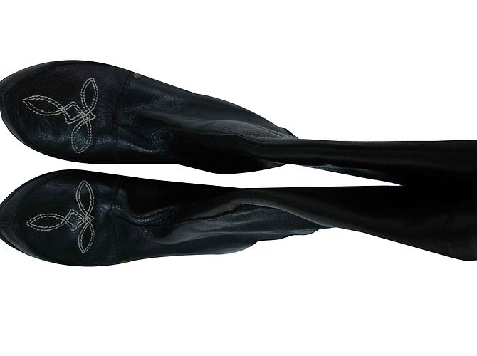Autre Marque Schwarze Lederstiefel Größe 37