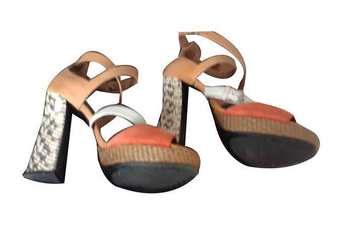 Barbara Bui sandals Orange Leather  ref.91908