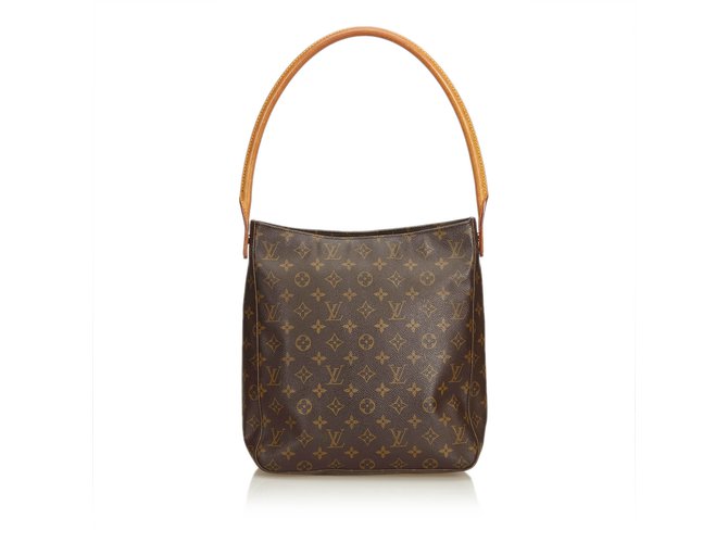 Louis Vuitton Monogram Looping GM Brown Leather Cloth  ref.91942