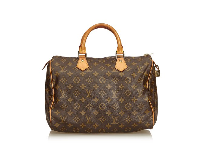 Louis Vuitton Monogram Speedy 30 Brown Leather Cloth  ref.91959
