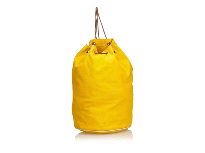 Hermès Canvas Polochon Mimile Yellow Leather Cloth Cloth  ref.91977