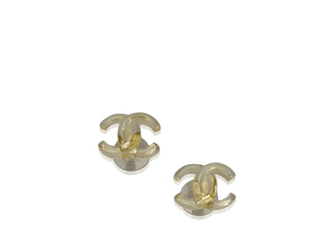 Chanel CC Zurückschieben Ohrringe Silber Metall Kunststoff  ref.91979