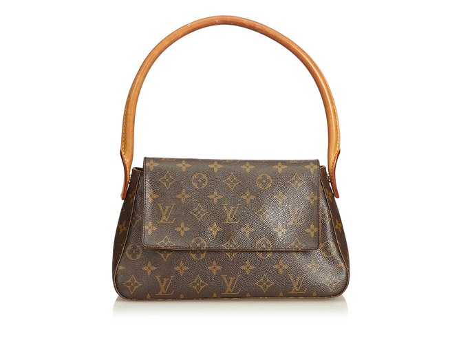 Louis Vuitton Monogram Looping Mini Brown Leather Cloth  ref.91994