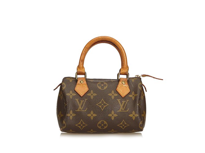 Louis Vuitton Monogram Mini Speedy Castaño Cuero Lienzo  ref.91995