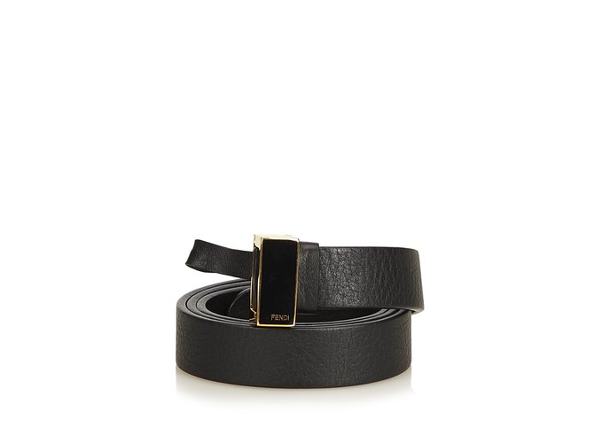 Fendi Leather Belt Black Golden Metal  ref.92006