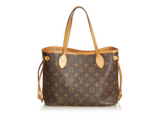 Louis Vuitton Monogram Neverfull PM Brown Leather Cloth  ref.92009