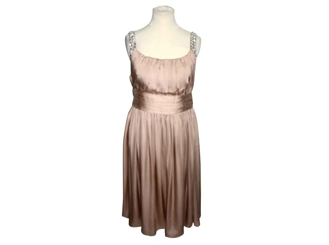 Autre Marque Bejewelled dress Pink Flesh Silk  ref.92028