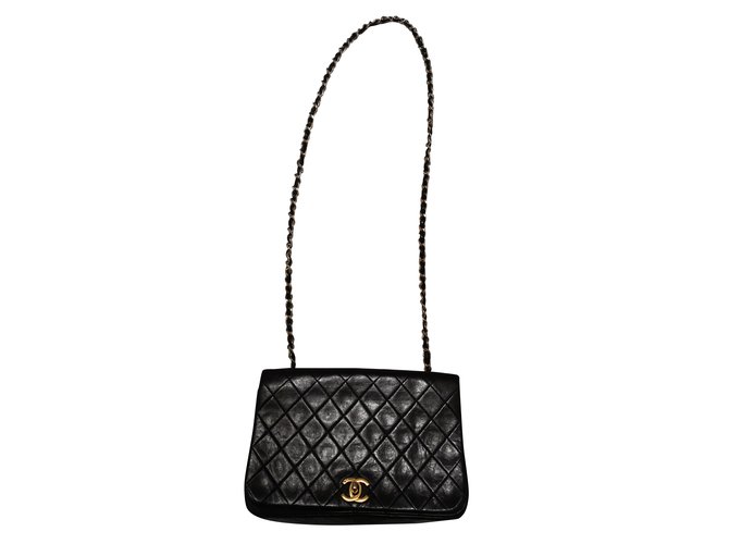 Chanel Mademoiselle Black Leather  ref.92036