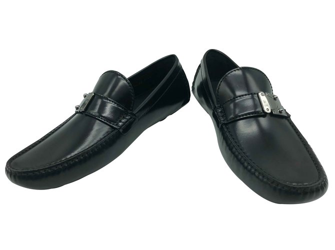 louis vuitton black leather men shoes size 9