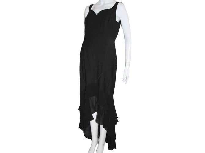 Escada Asymmetric evening gown Black Wool Elastane Mohair  ref.92112