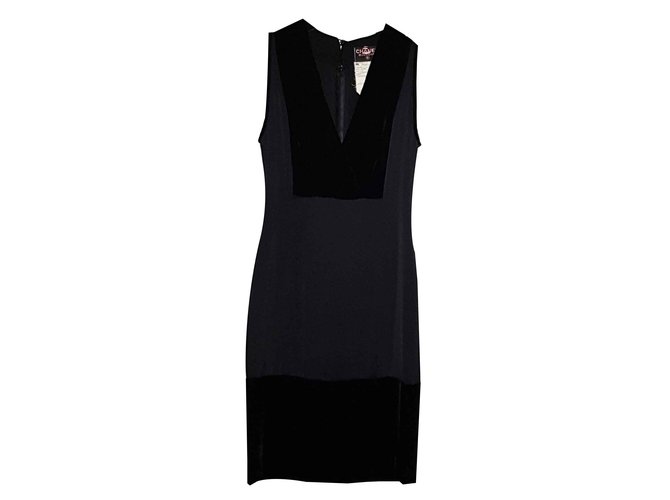 Chanel silk and velvet dress Black  ref.92117