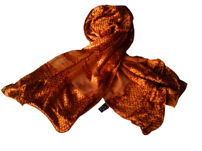 Gucci Silk Velvet scarf Bronze Python  ref.92133