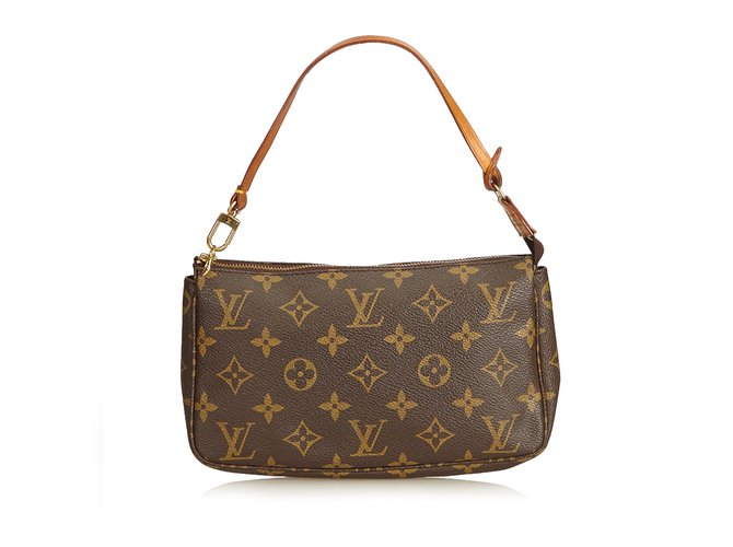 Louis Vuitton Monogram Clutch Accessories Brown Leather Cloth  ref.92139