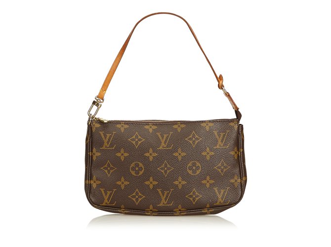 Louis Vuitton Monogram Clutch Accessories Brown Leather Cloth  ref.92146