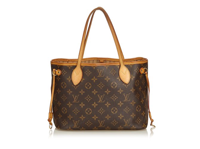 Louis Vuitton Monogram Neverfull PM Brown Leather Cloth  ref.92151