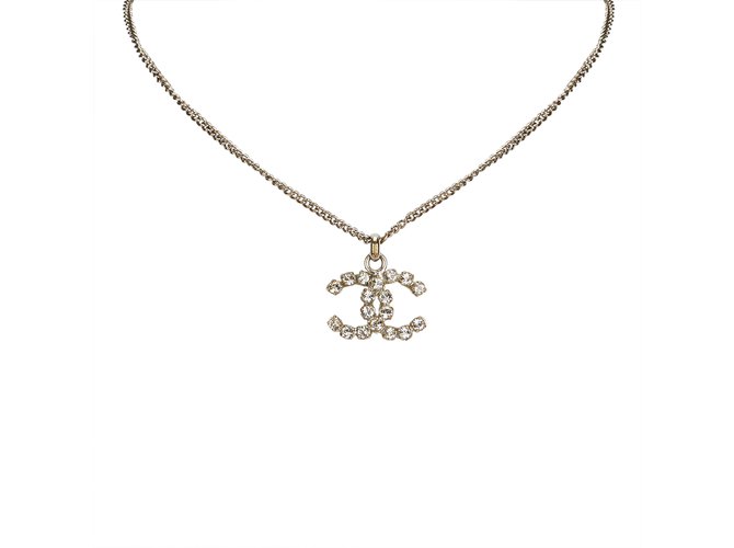 Chanel Collar de diamantes de imitacion cc Plata Metal  ref.92164