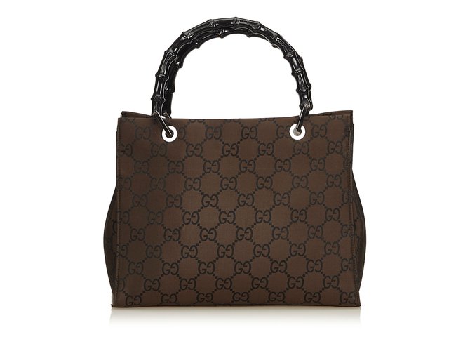 Guccissima Jacquard Handbag Brown Black Dark brown Cloth  ref.92175