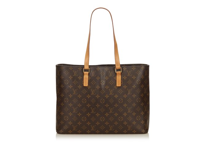 Louis Vuitton Monogram Luco Tote Brown Leather Cloth  ref.92229