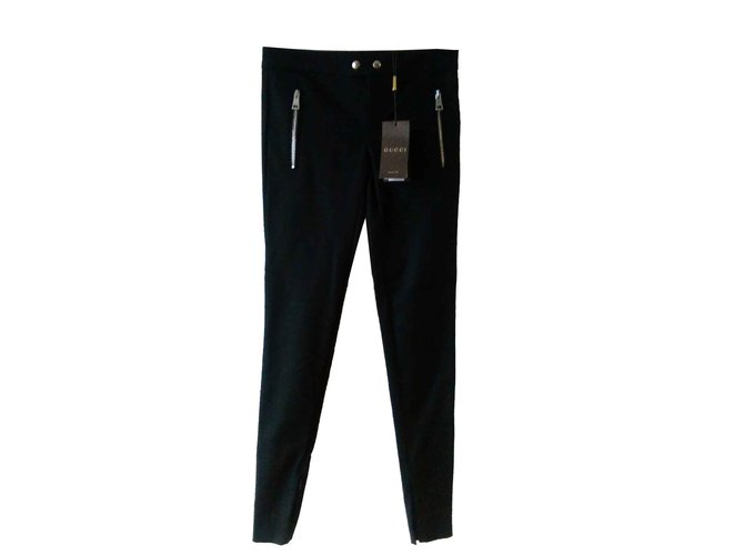 Gucci Pantaloni skinny in cotone elasticizzato. Nero  ref.92241