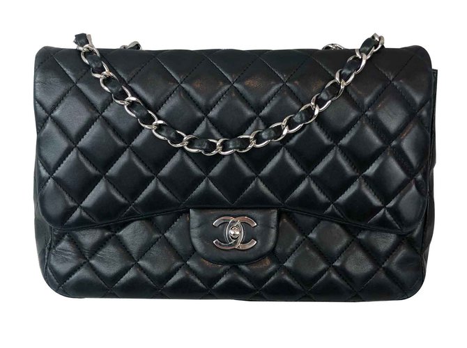 Chanel Jumbo Black Leather  ref.92275