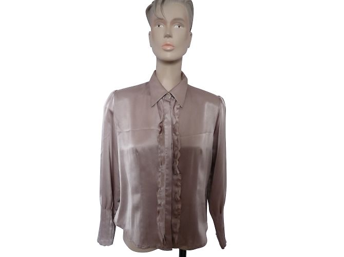 Autre Marque Gérard Pasquier Satin-Kreppbluse in Beige