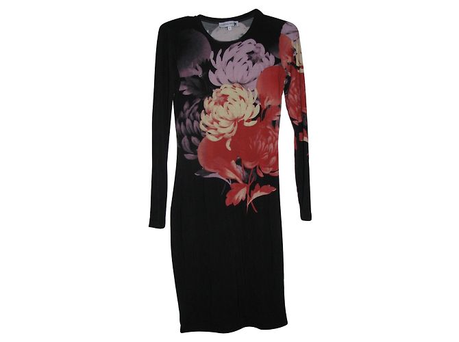 Jonathan Saunders Schwarzes Kleid mit Blumenmuster Mehrfarben