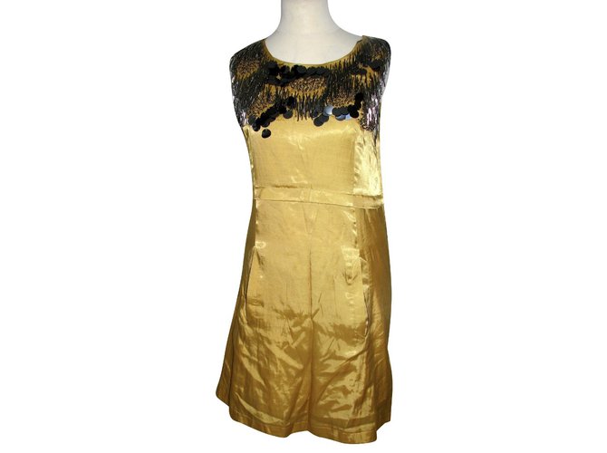 Theory Silk dress Golden  ref.92319