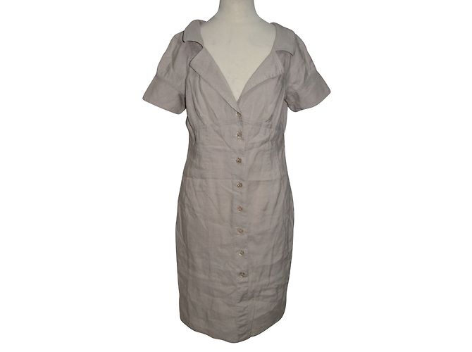 Armani Jeans Leinen Viscose Kleid Beige