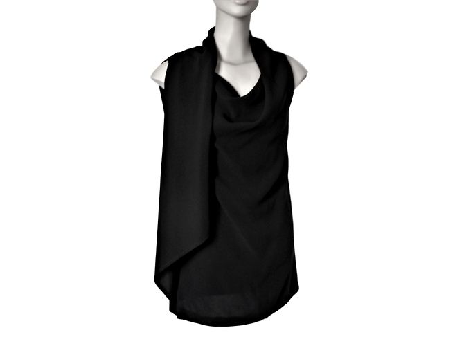 Max Mara Top Preto Sem Mangas Drapeado