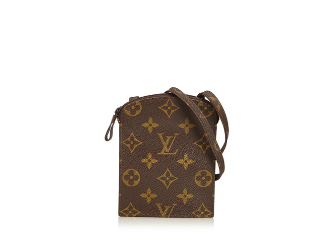 Louis Vuitton Monogram Pochette Secret Passport Holder Brown Cloth