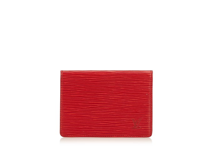 Louis Vuitton Epi Door 2 Karten vertikal Rot Leder  ref.92420