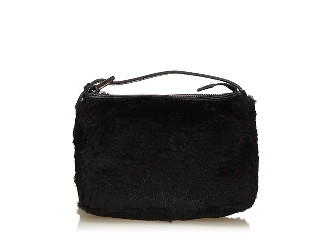 Fendi Fur Handbag Black Leather  ref.92451