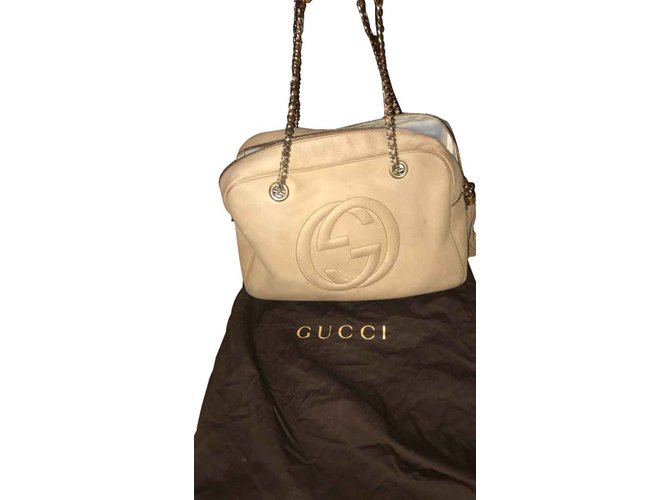 Gucci soho grande modelo Bege Couro  ref.92468