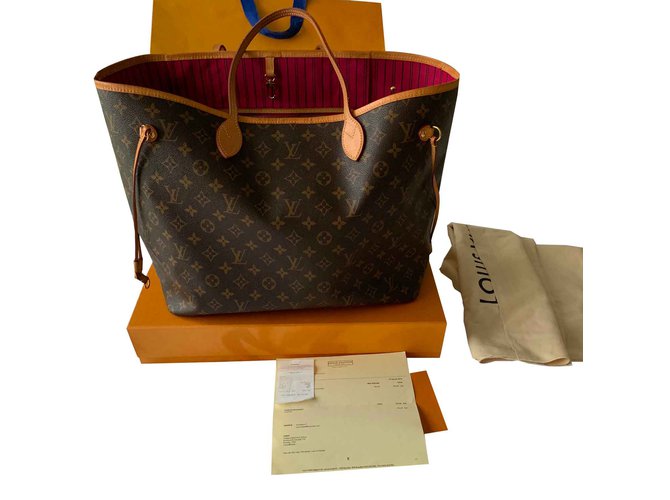 Neverfull Louis Vuitton Totes Brown Cloth  ref.92475