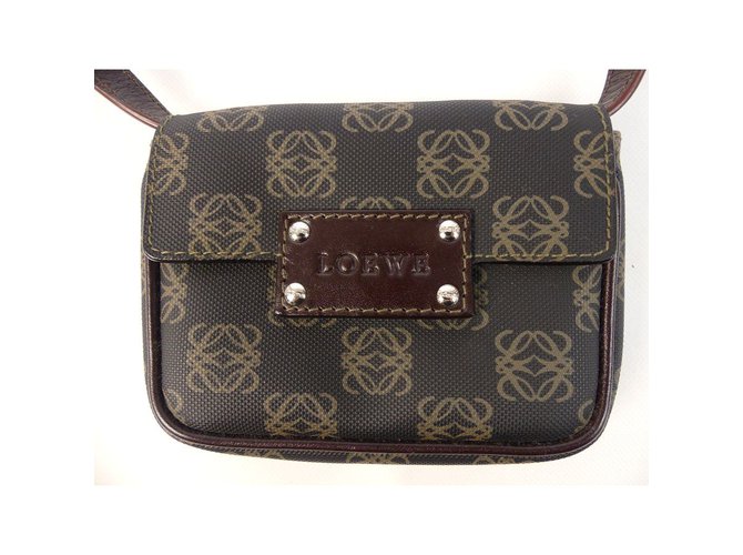 Loewe Handbags Dark brown Leather Cloth  ref.92477