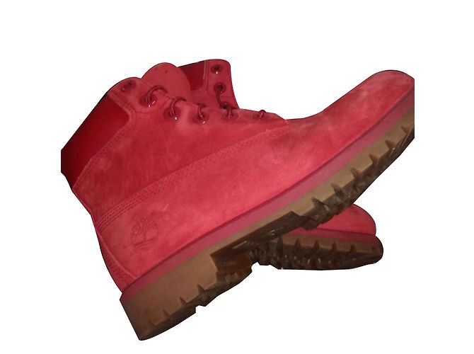 Botas Timberland de piel de ciervo rojo oscuro 38 Burdeos