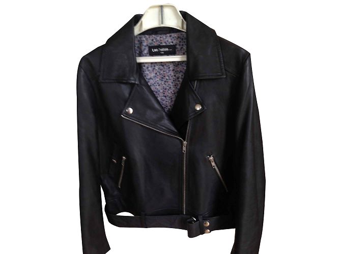 Giacca Biker in pelle nera Les Petites Nero