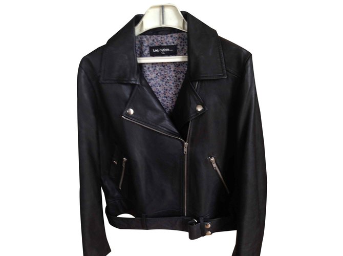 Les Petites Biker leather jacket Black  ref.92508