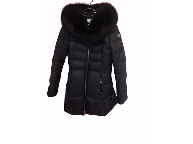 prada puffer coat with fur collar